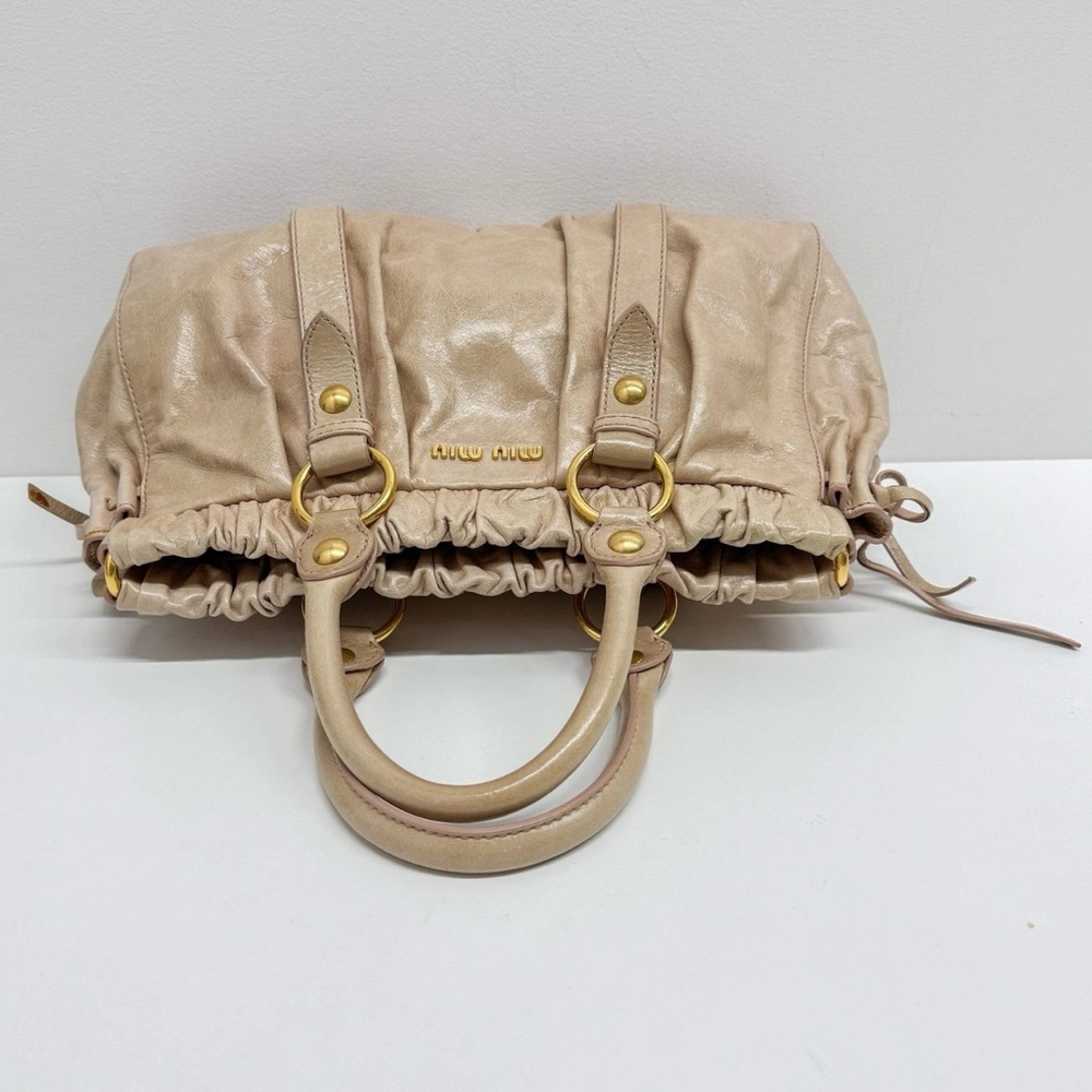 MIU MIU Vitello Bauletto Leather Handle Bag - Picture 3 of 9